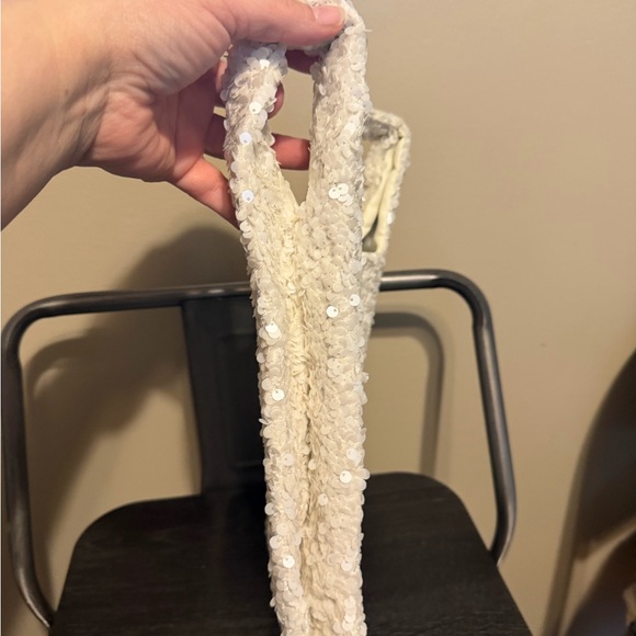 Paillette White Sequin Bag By Anthropologie NWT - Picture 5 of 5